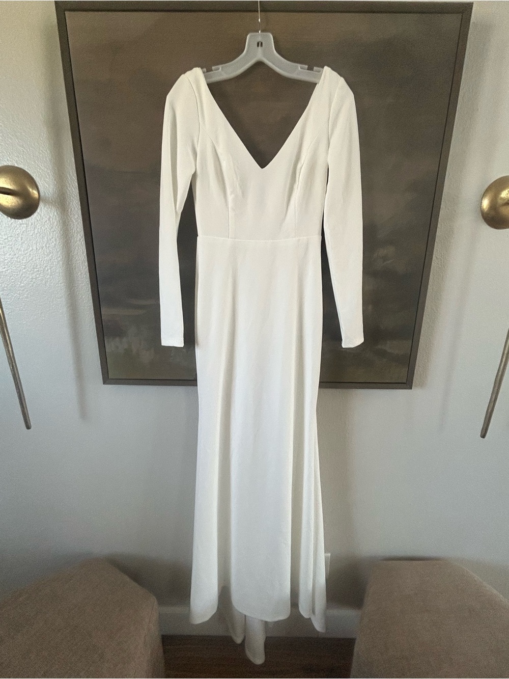 NWT Lulus Feeling of Forever White Long Sleeve Mermaid Maxi Dress - Picture 9 of 11